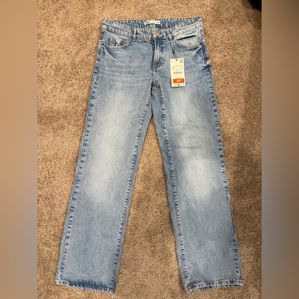 ZARA low- rise jeans relaxed fix wide leg
